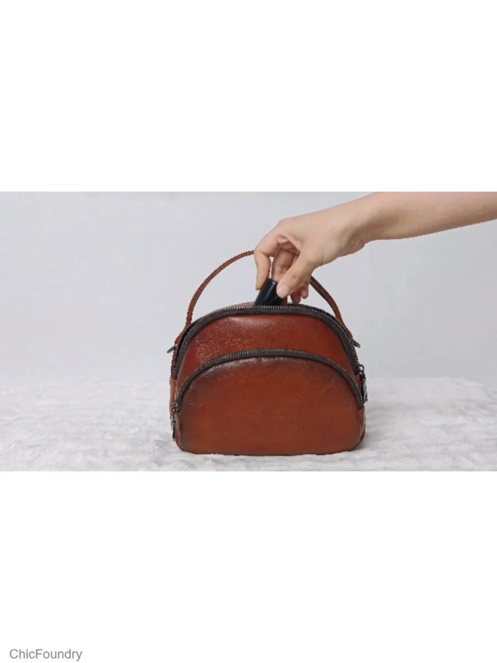 Genuine Leather Crossbody Bag Small Shoulder Purse Multi-Pocket Satchel